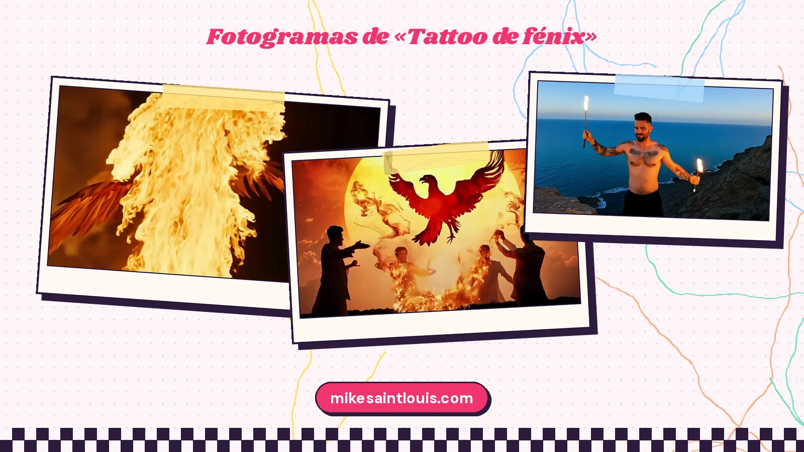Stills from the official music video for «Tattoo de fénix» by Mike Sain't Louis
