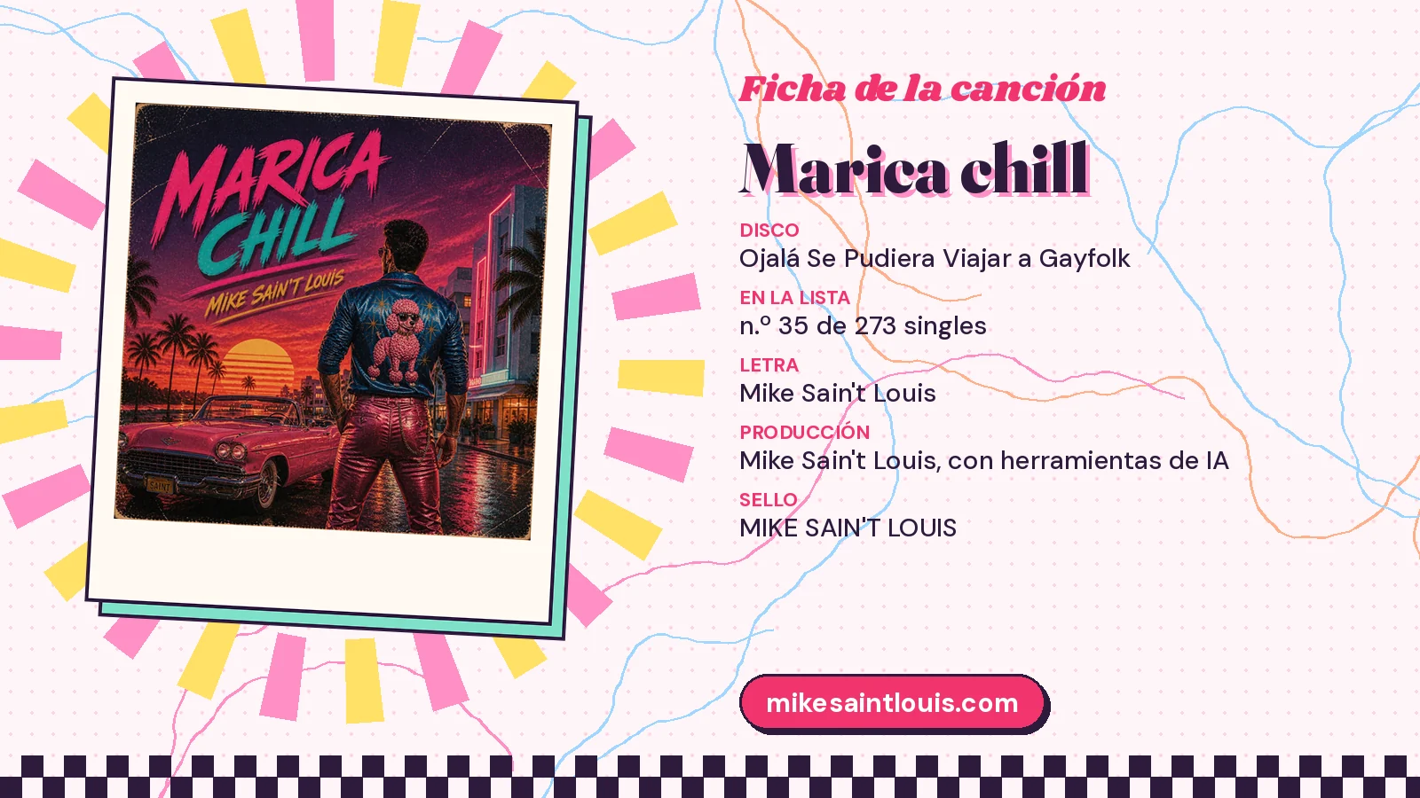 Song card for «Marica chill» with its cover art: from the album «Ojalá Se Pudiera Viajar a Gayfolk», lyrics and production by Mike Sain't Louis