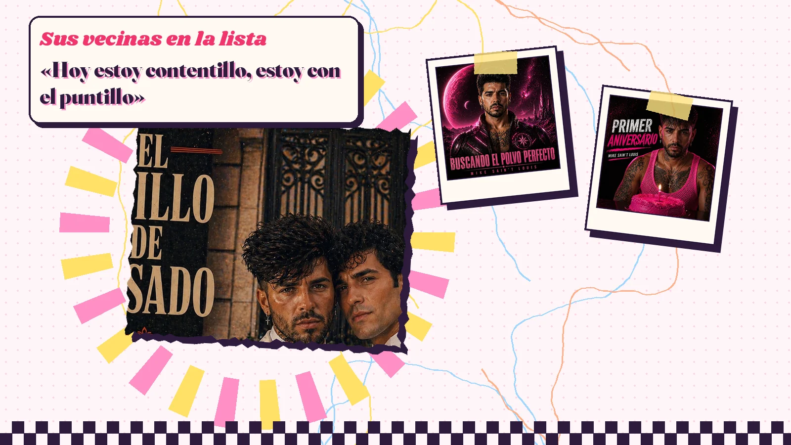 Collage con un detalle de la carátula de «El anillo de casado» y las carátulas de «Buscando el polvo perfecto», «Primer aniversario»