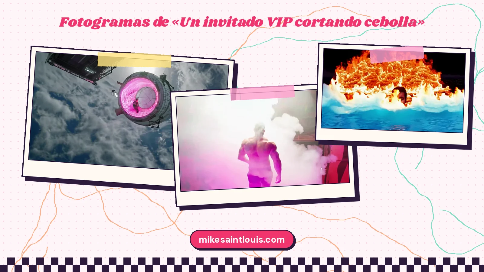 Fotogramas del videoclip oficial de «Un invitado VIP cortando cebolla», de Mike Sain't Louis