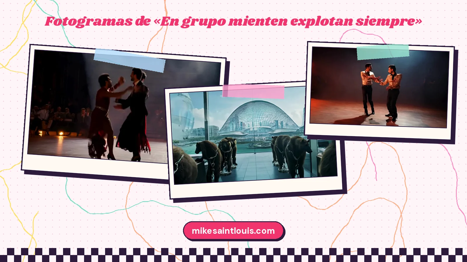 Fotogramas del videoclip oficial de «En grupo mienten explotan siempre», de Mike Sain't Louis