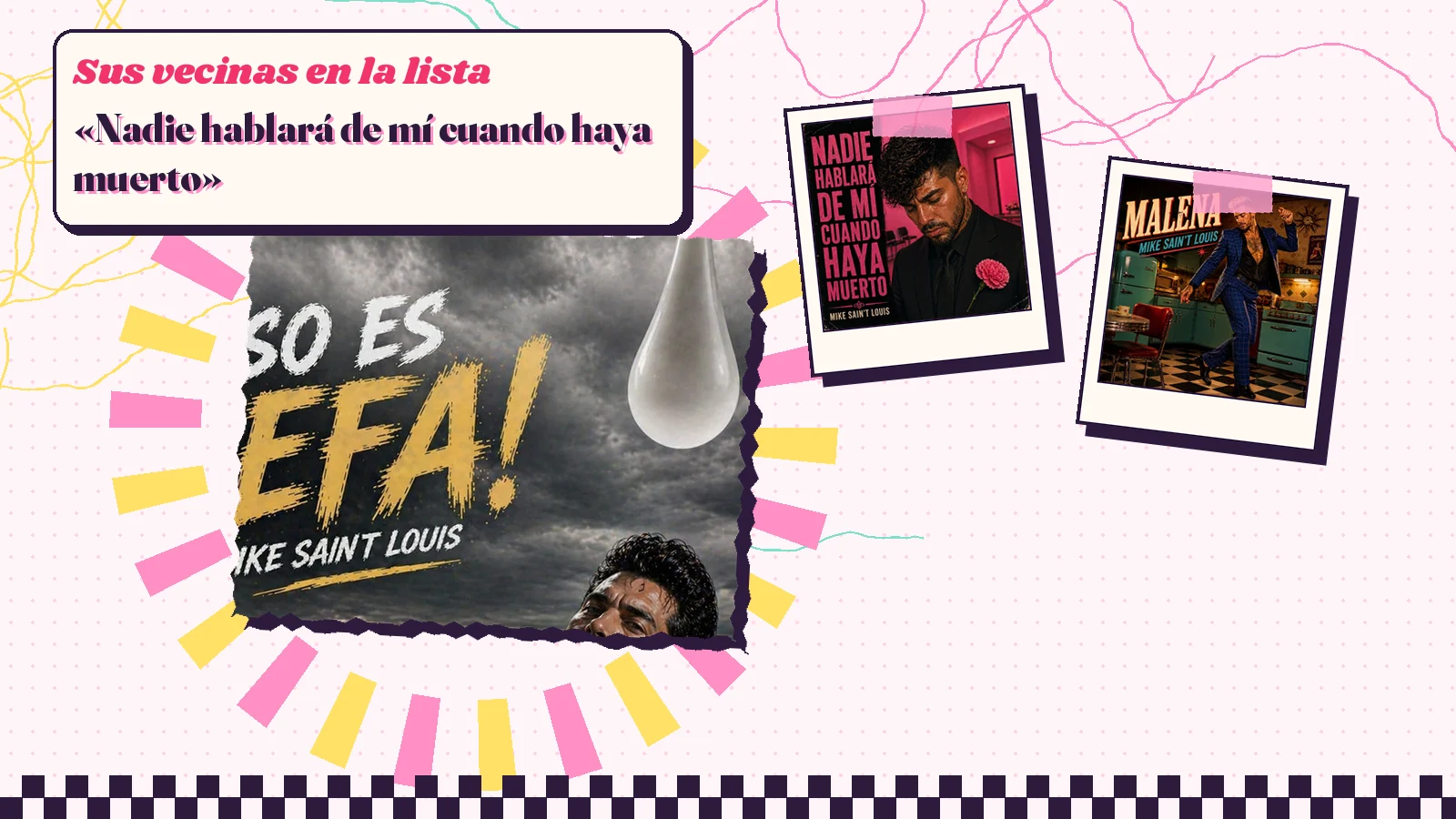 Collage con un detalle de la carátula de «¡Eso es lefa!» y las carátulas de «Nadie hablará de mí cuando haya muerto», «Malena»