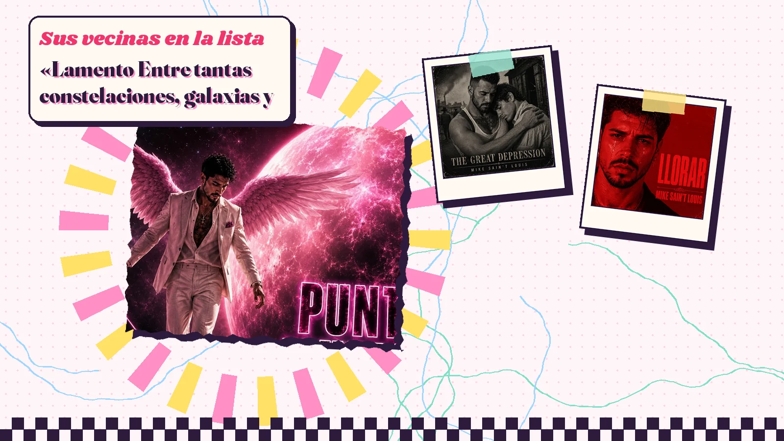 Collage with a detail of the «Punto muerto» cover art and the covers of «The Great Depression» and «Llorar»