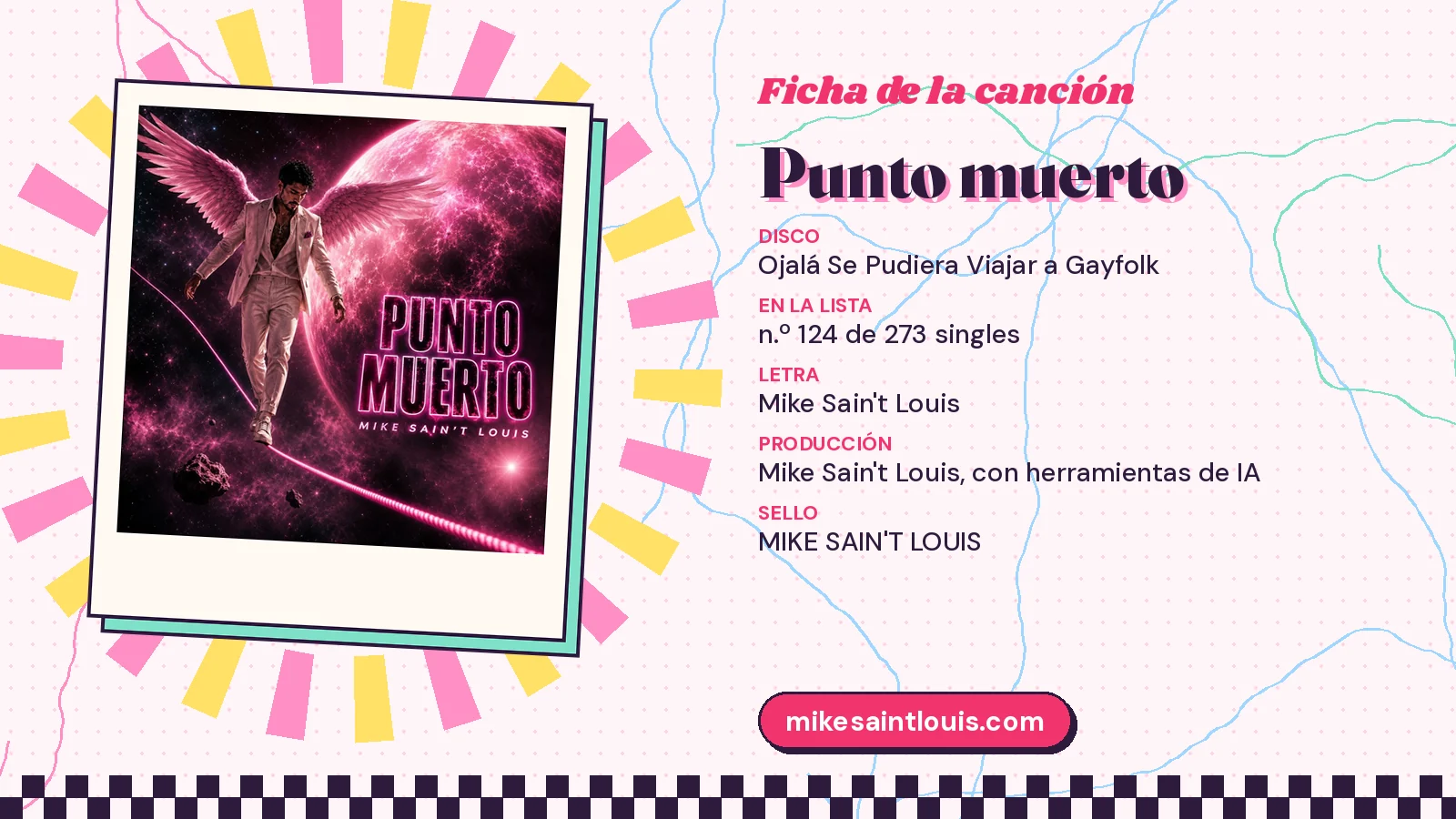 Song card for «Punto muerto» with its cover art: from the album «Ojalá Se Pudiera Viajar a Gayfolk», lyrics and production by Mike Sain't Louis
