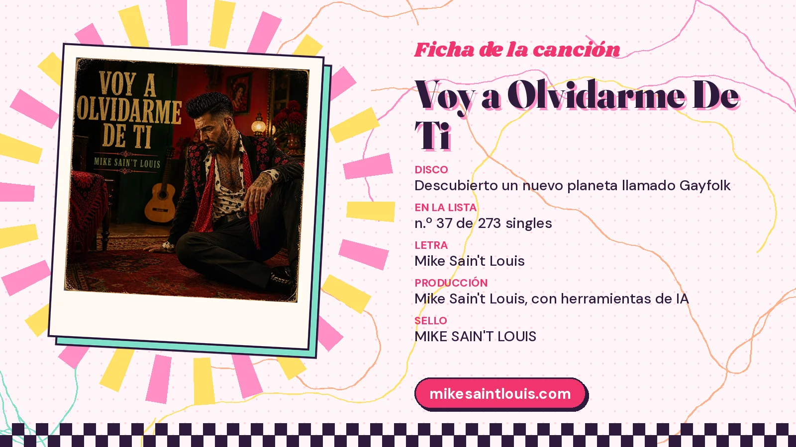 Song card for «Voy a Olvidarme De Ti» with its cover art: from the album «Descubierto un nuevo planeta llamado Gayfolk», lyrics and production by Mike Sain't Louis