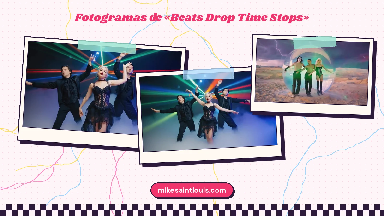 Fotogramas del videoclip oficial de «Beats Drop Time Stops», de Mike Sain't Louis