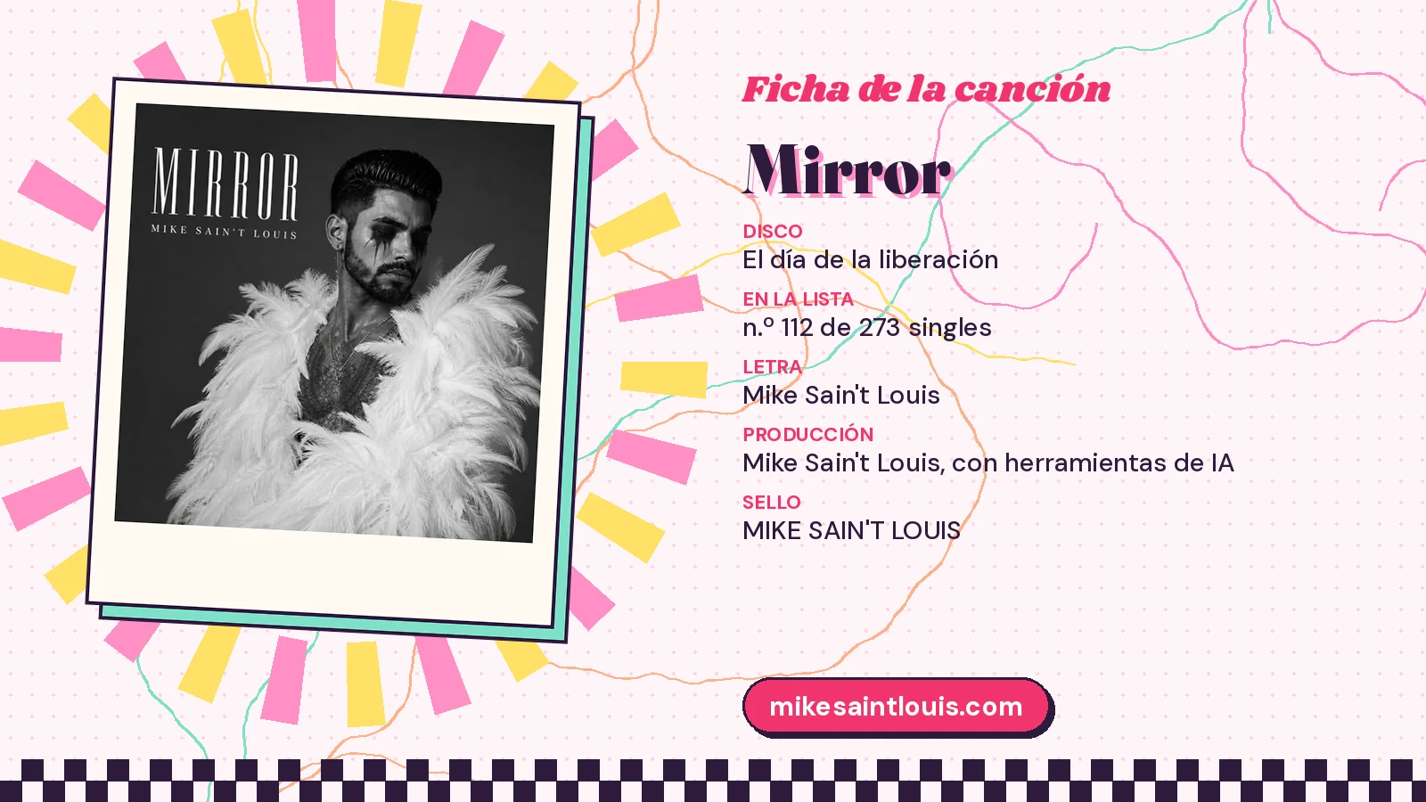 Song card for «Mirror» with its cover art: from the album «El día de la liberación», lyrics and production by Mike Sain't Louis