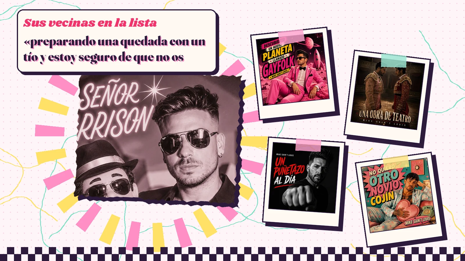 Collage con un detalle de la carátula de «El señor Garrison» y las carátulas de «Descubierto un nuevo planeta llamado Gayfolk», «Una obra de teatro», «Un puñetazo al dia», «No quiero otro novio cojín»
