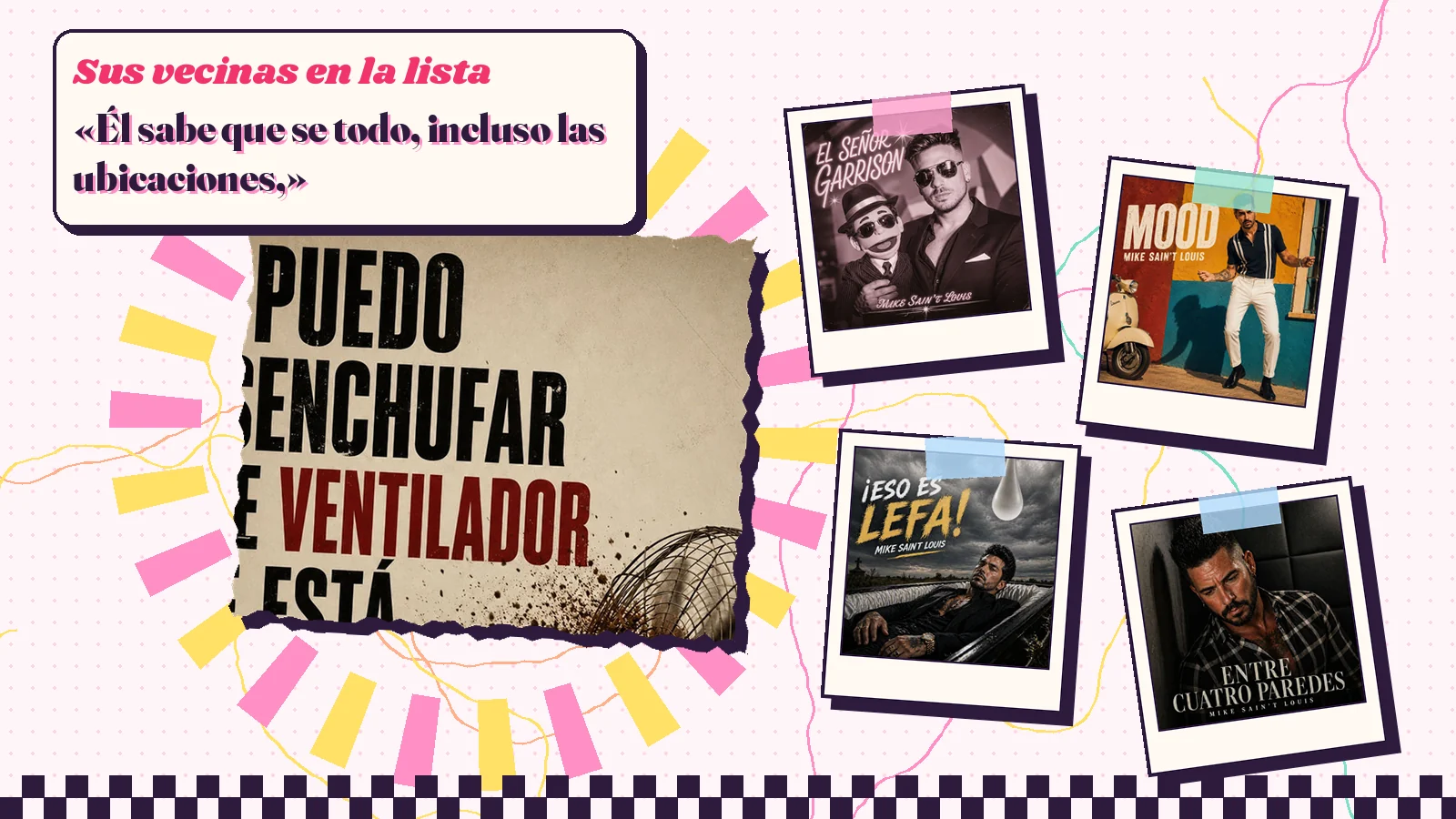 Collage con un detalle de la carátula de «No puedo desenchufar este ventilador que está esparciendo mierda» y las carátulas de «El Señor Garrison», «Mood», «¡Eso Es Lefa!», «Entre Cuatro Paredes»