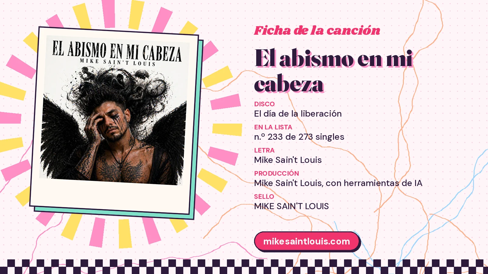 Ficha de la canción «El abismo en mi cabeza» con su carátula: disco «El día de la liberación», letra y producción de Mike Sain't Louis