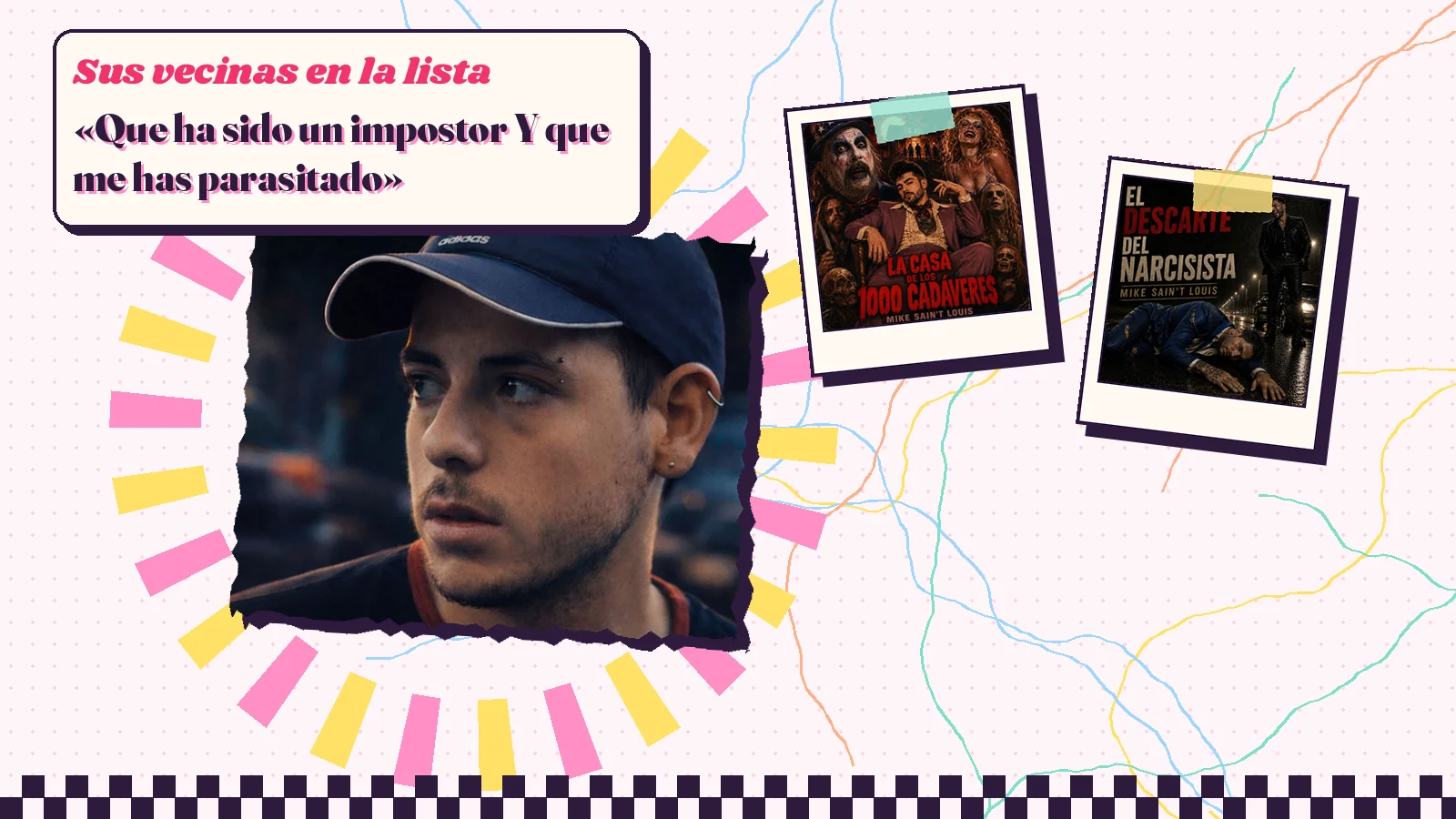 Collage con un detalle de la carátula de «El Impostor» y las carátulas de «La casa de los mil cadáveres», «El descarte del narcisista»