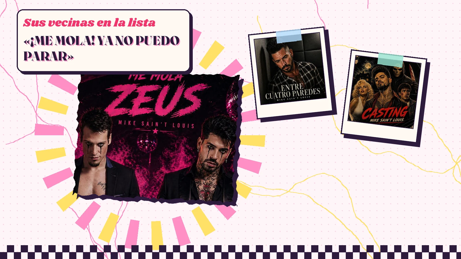 Collage con un detalle de la carátula de «Me mola Zeus» y las carátulas de «Entre cuatro paredes», «Casting»
