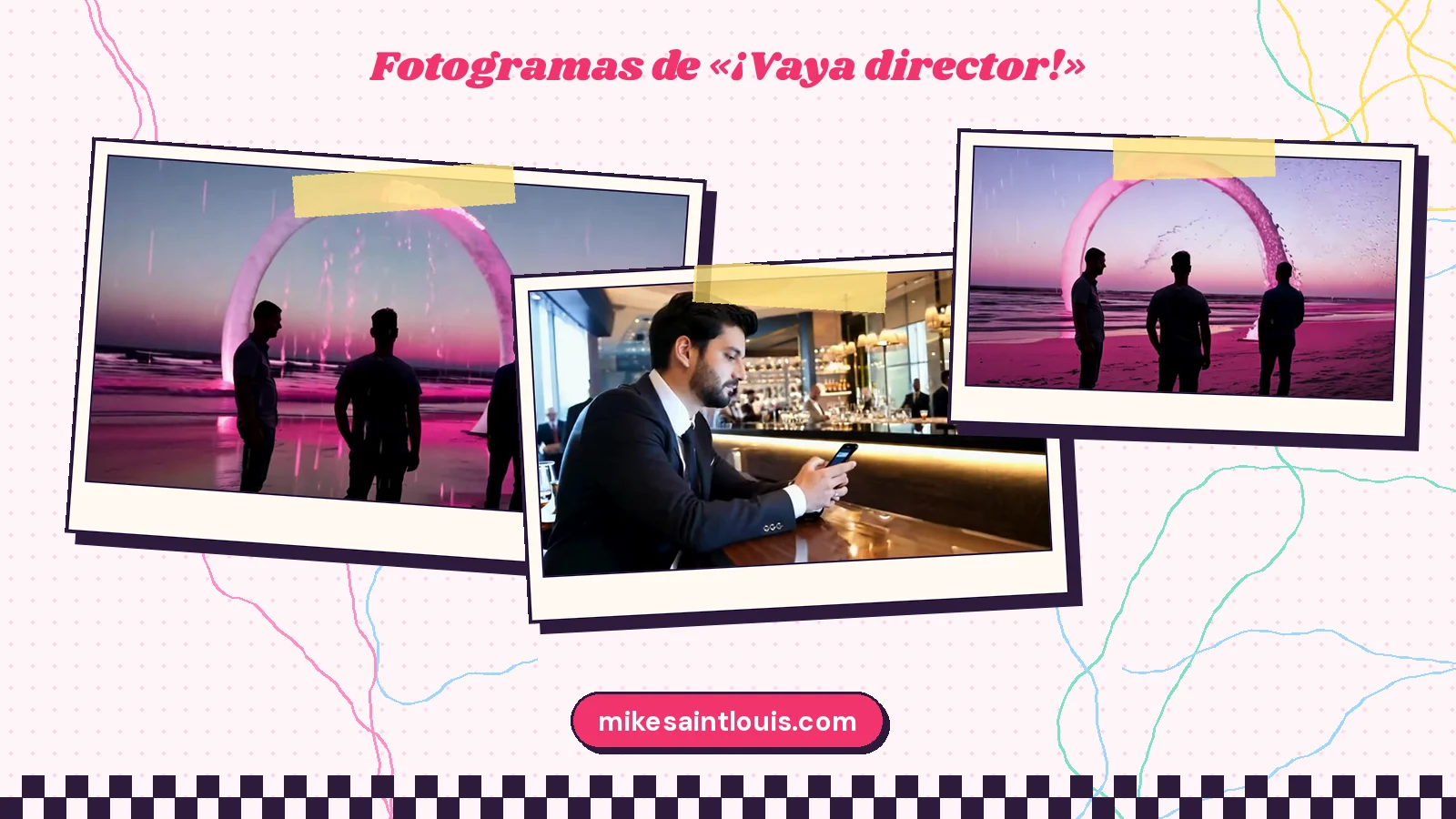 Stills from the official music video for «¡Vaya director!» by Mike Sain't Louis