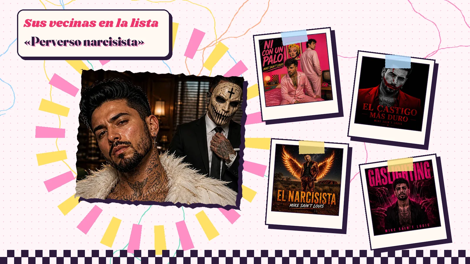 Collage con un detalle de la carátula de «Perverso narcisista» y las carátulas de «Ni con un palo», «El castigo más duro», «El narcisista», «Gaslighting»