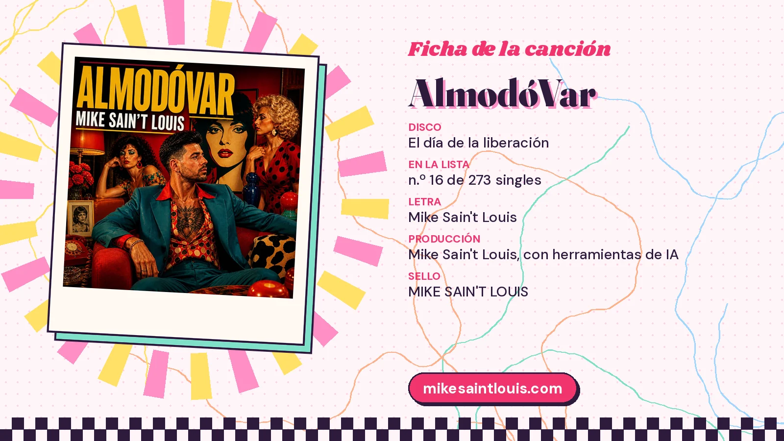 Song card for «AlmodóVar» with its cover art: from the album «El día de la liberación», lyrics and production by Mike Sain't Louis