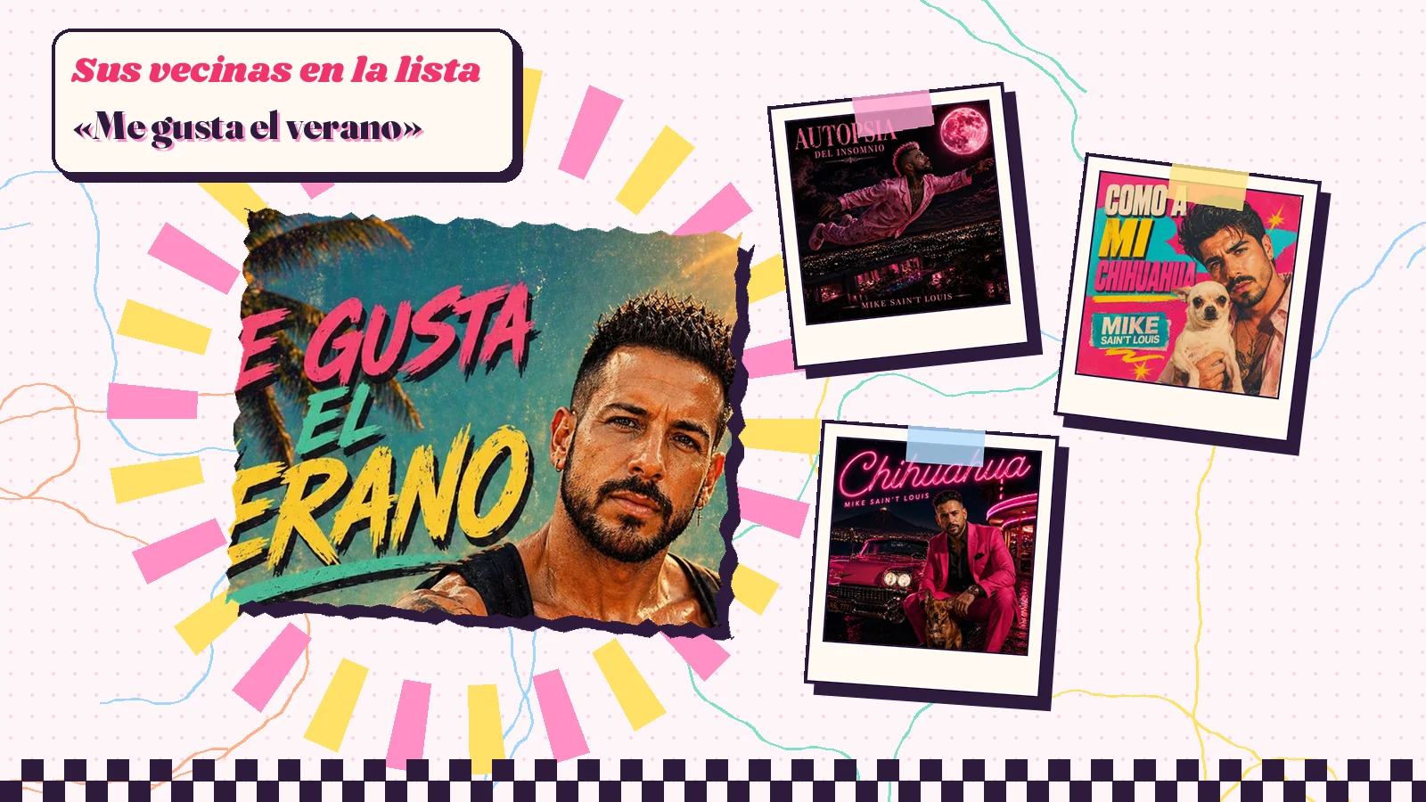 Collage con un detalle de la carátula de «Me gusta el verano» y las carátulas de «Autopsia del Insomnio», «Como a mi chihuahua», «Chihuahua»