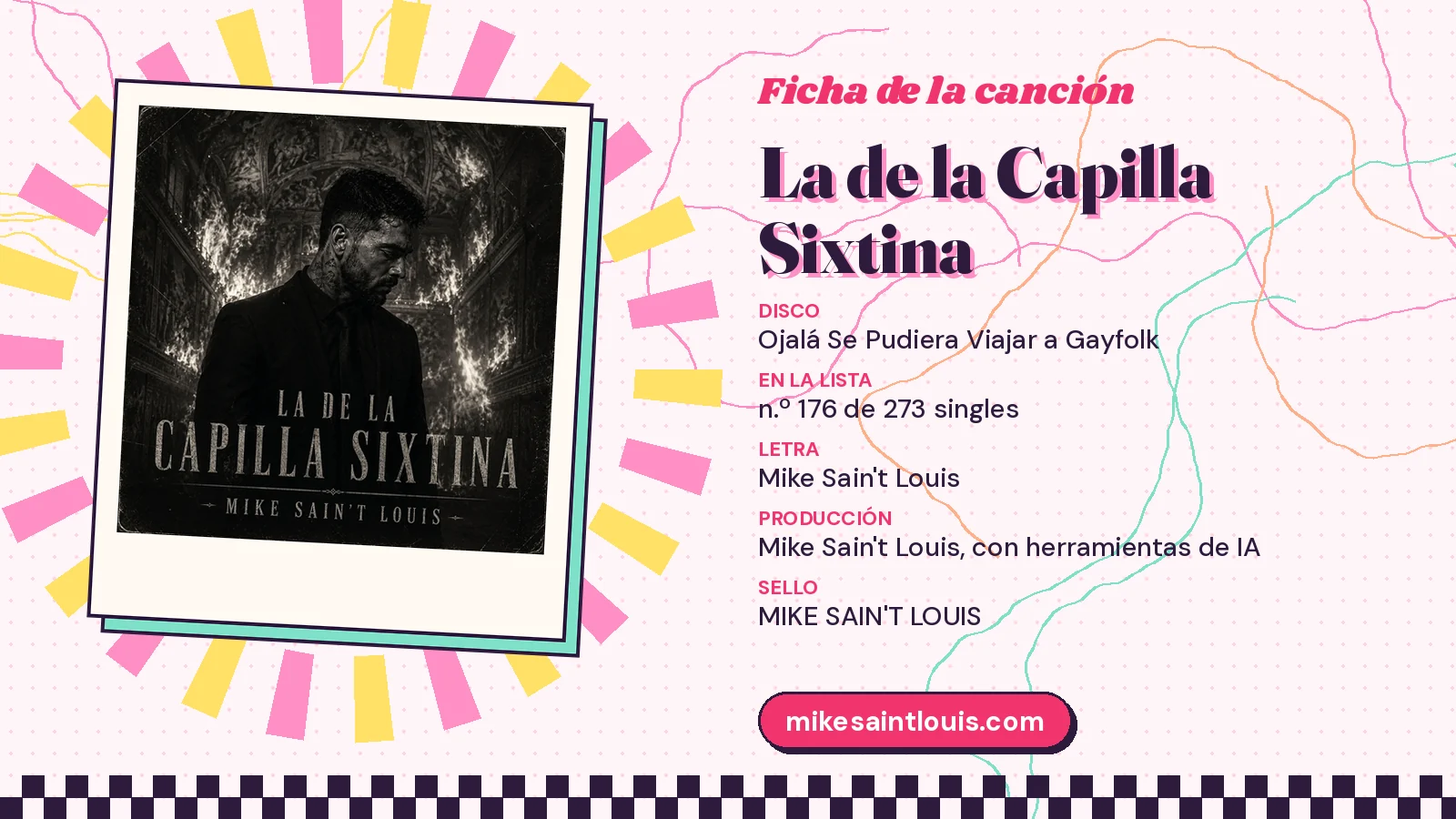 Song card for «La de la Capilla Sixtina» with its cover art: from the album «Ojalá Se Pudiera Viajar a Gayfolk», lyrics and production by Mike Sain't Louis