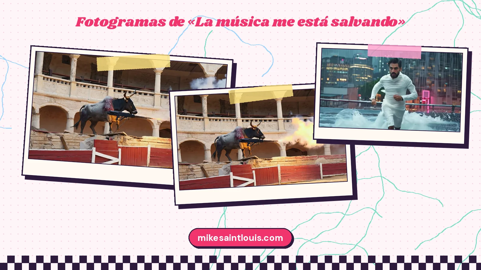 Stills from the official music video for «La música me está salvando» by Mike Sain't Louis