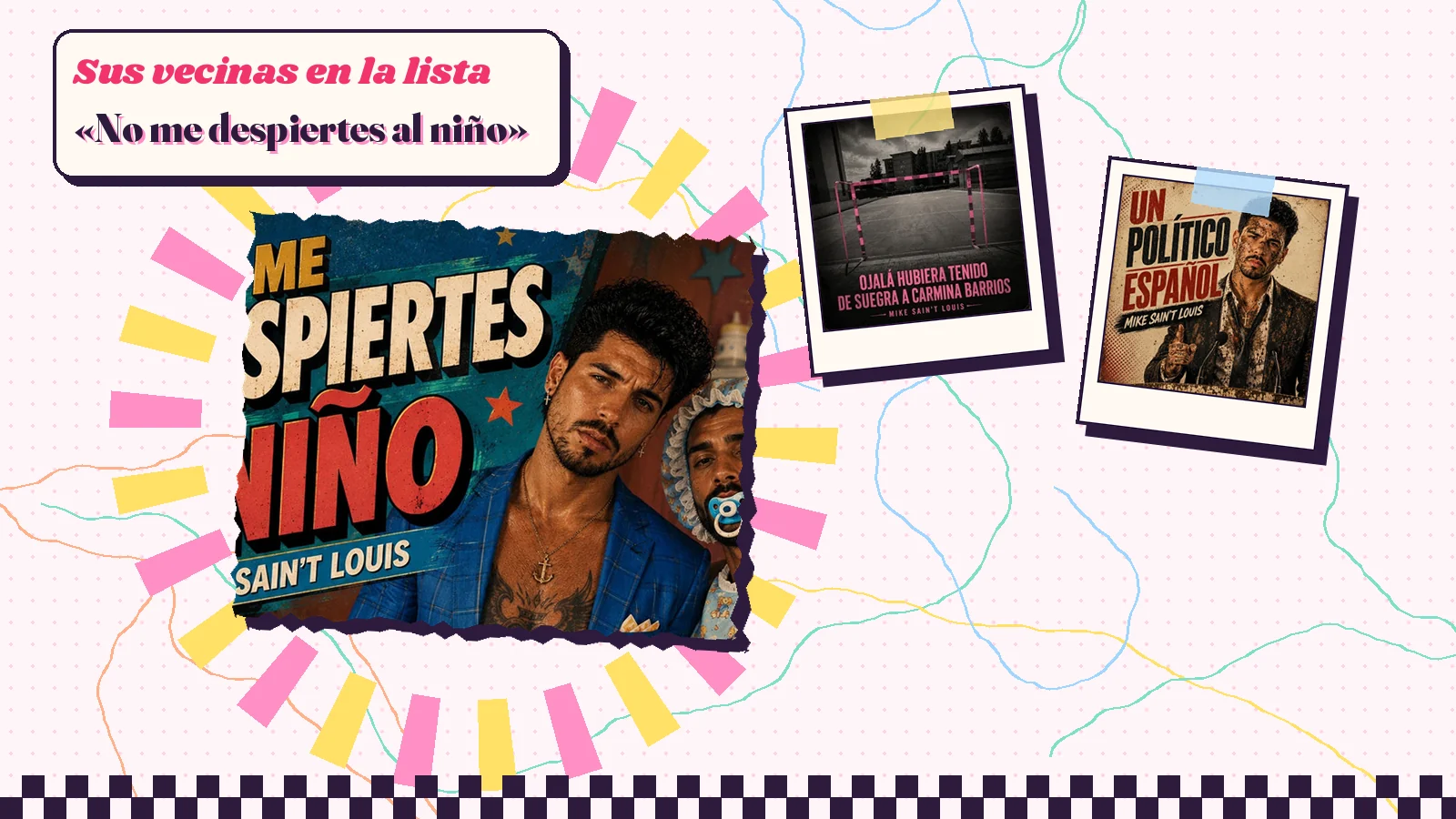 Collage con un detalle de la carátula de «No me despiertes al niño» y las carátulas de «Ojalá hubiera tenido de suegra a Carmina Barrios», «UN político español»