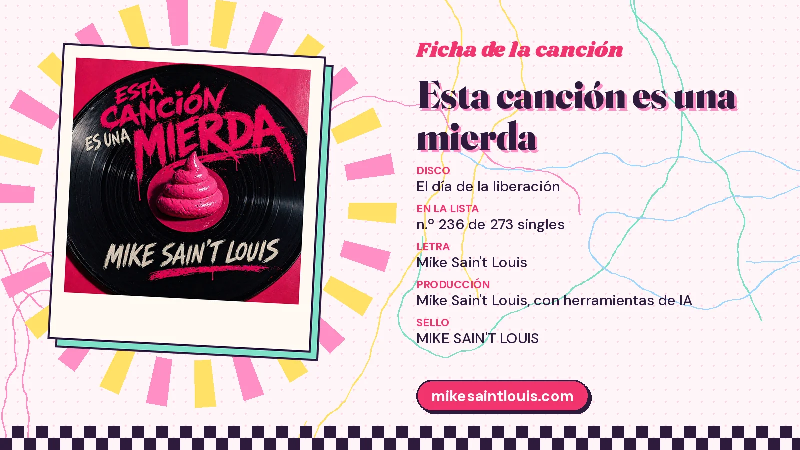 Song card for «Esta canción es una mierda» with its cover art: from the album «El día de la liberación», lyrics and production by Mike Sain't Louis