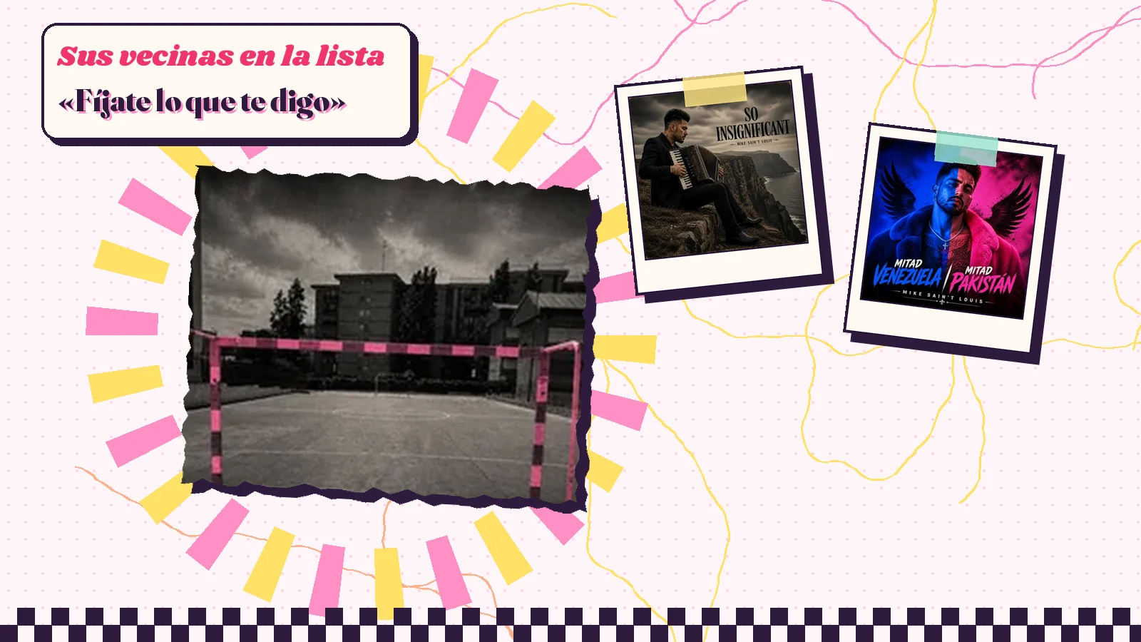 Collage con un detalle de la carátula de «Ojalá hubiera tenido de suegra a Carmina Barrios» y las carátulas de «So Insignificant», «Mitad Venezuela, mitad Pakistán»