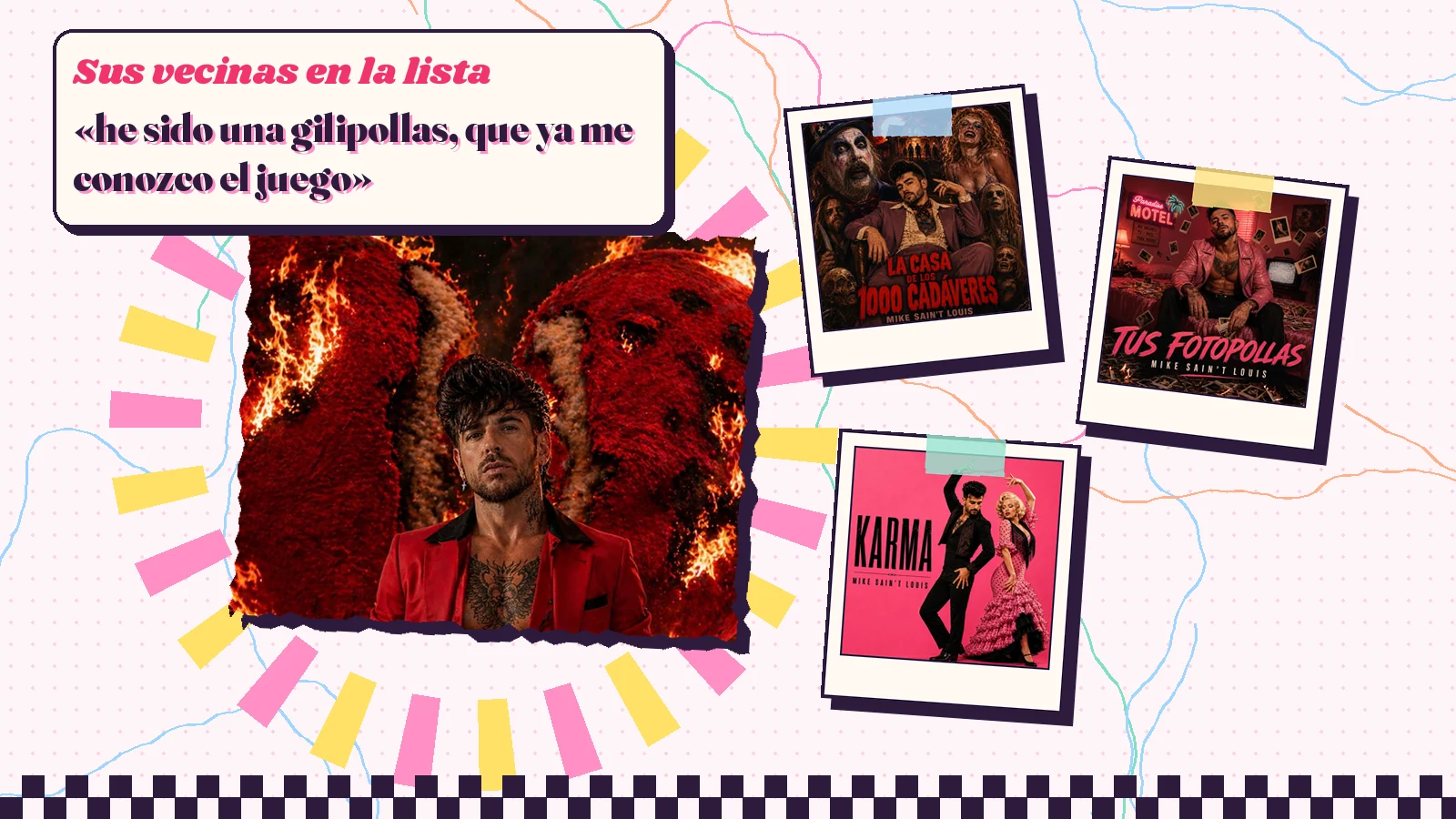 Collage con un detalle de la carátula de «Al fuego» y las carátulas de «La Casa de los Mil CadáVeres», «Tus fotopollas», «Karma»