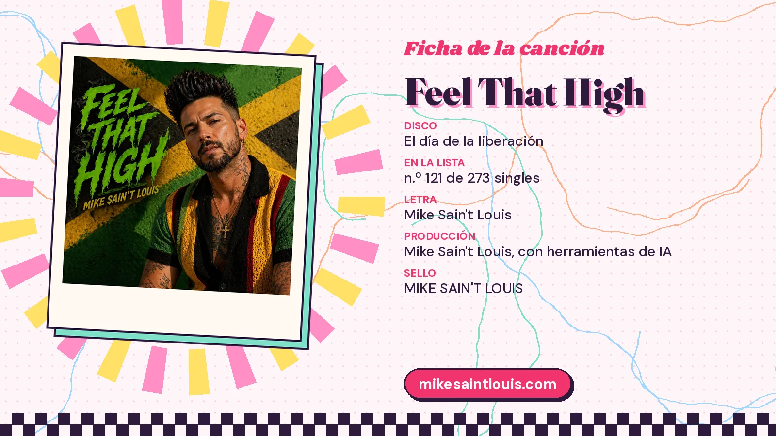 Song card for «Feel That High» with its cover art: from the album «El día de la liberación», lyrics and production by Mike Sain't Louis
