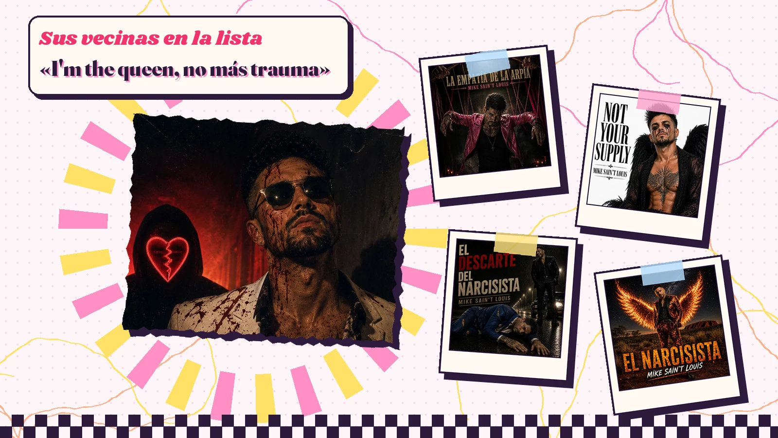 Collage con un detalle de la carátula de «No Contact» y las carátulas de «La empatía de la arpía», «Not Your Supply», «El descarte del narcisista», «El narcisista»