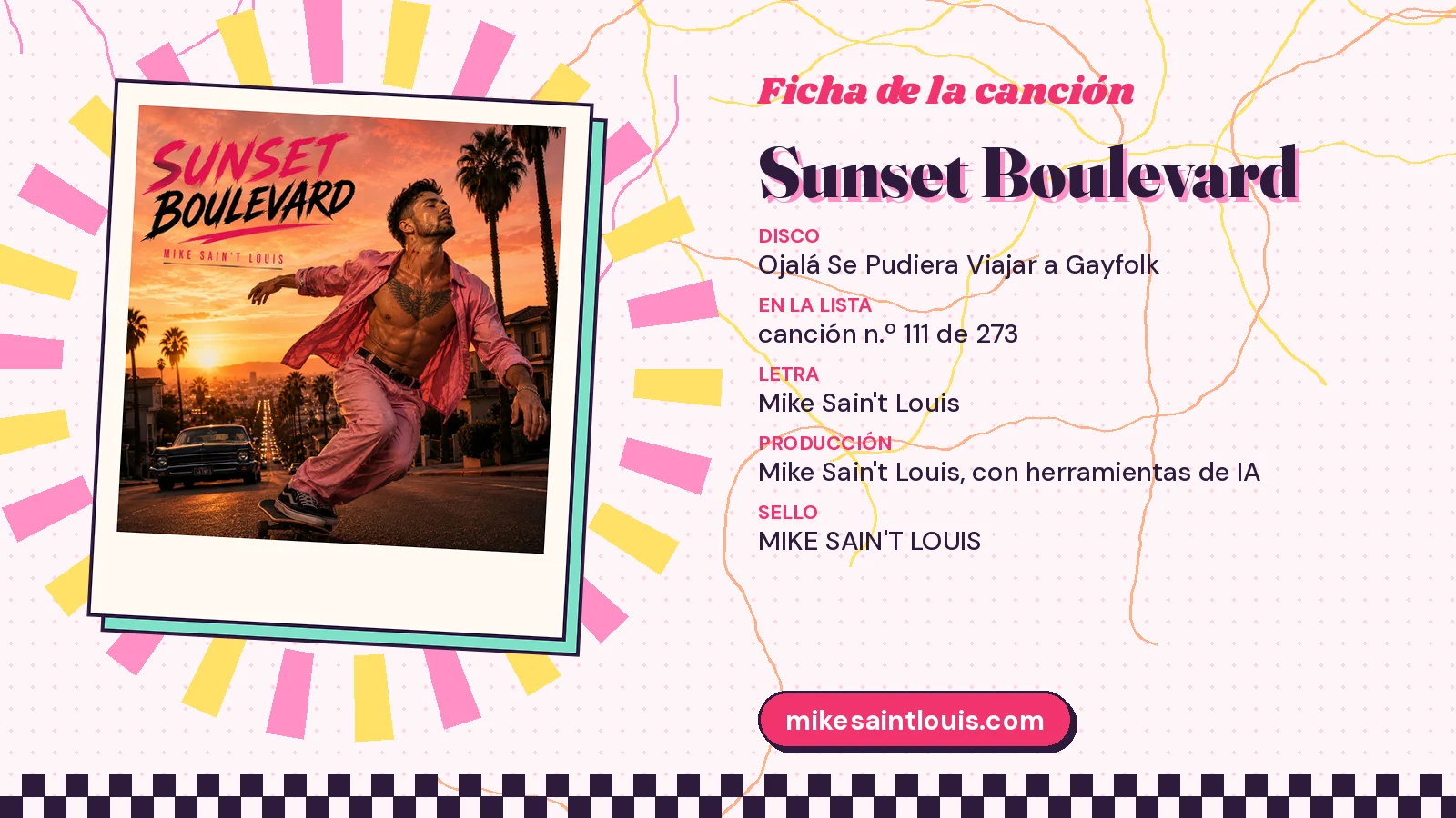 Ficha de «Sunset Boulevard»: canción 111 de 273 del segundo disco de la trilogía de Planeta Gayfolk, con letra de Mike Sain't Louis