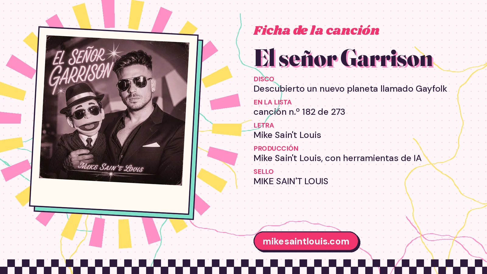 Ficha de «El señor Garrison» con su portada del muñeco con sombrero, el primer disco y el puesto 182 de 273 en la lista de canciones