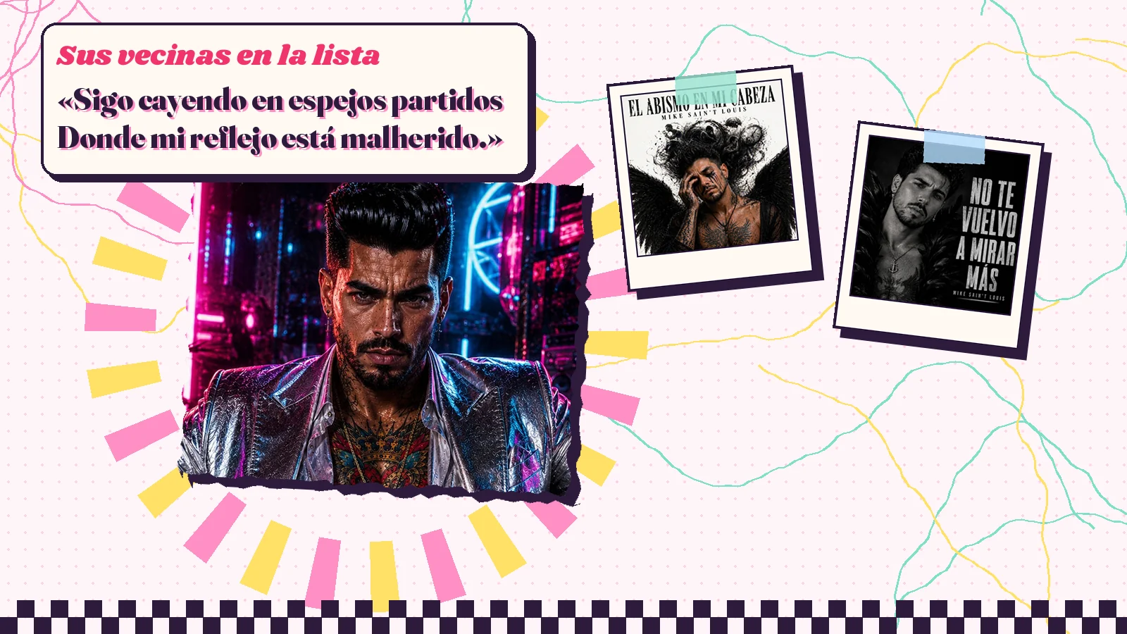 Collage con un detalle de la carátula de «Ruido en mi mente» y las carátulas de «El abismo en mi cabeza», «No Te Vuelvo a Mirar Más»