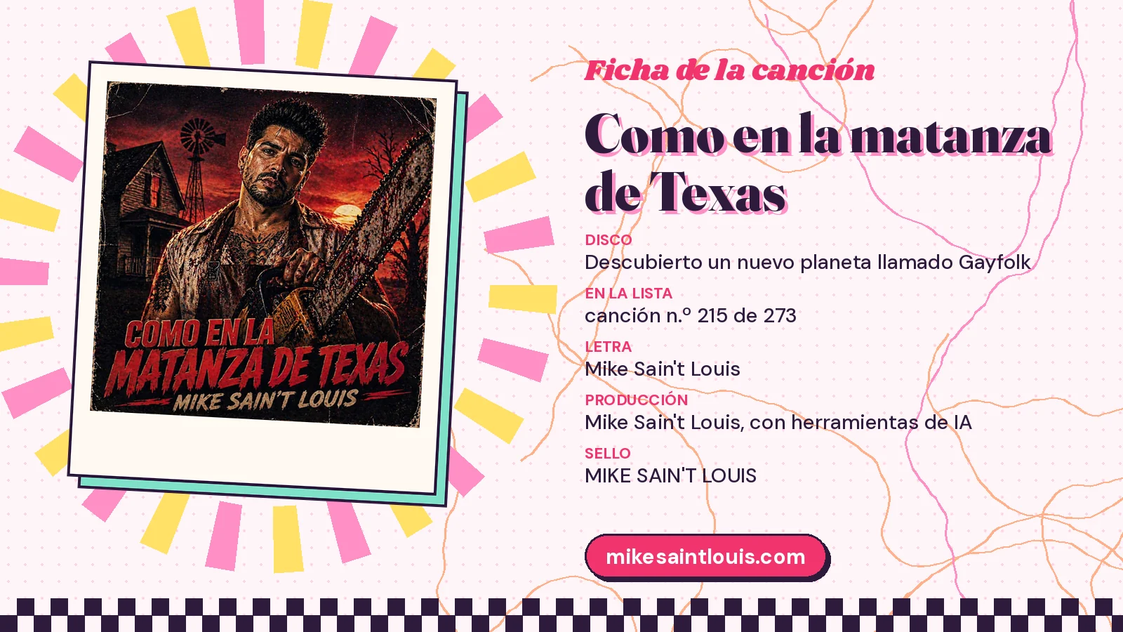 Ficha de «Como en la matanza de Texas» con su portada de granja, molino y motosierra, el primer disco y el puesto 215 de 273 en la lista de canciones