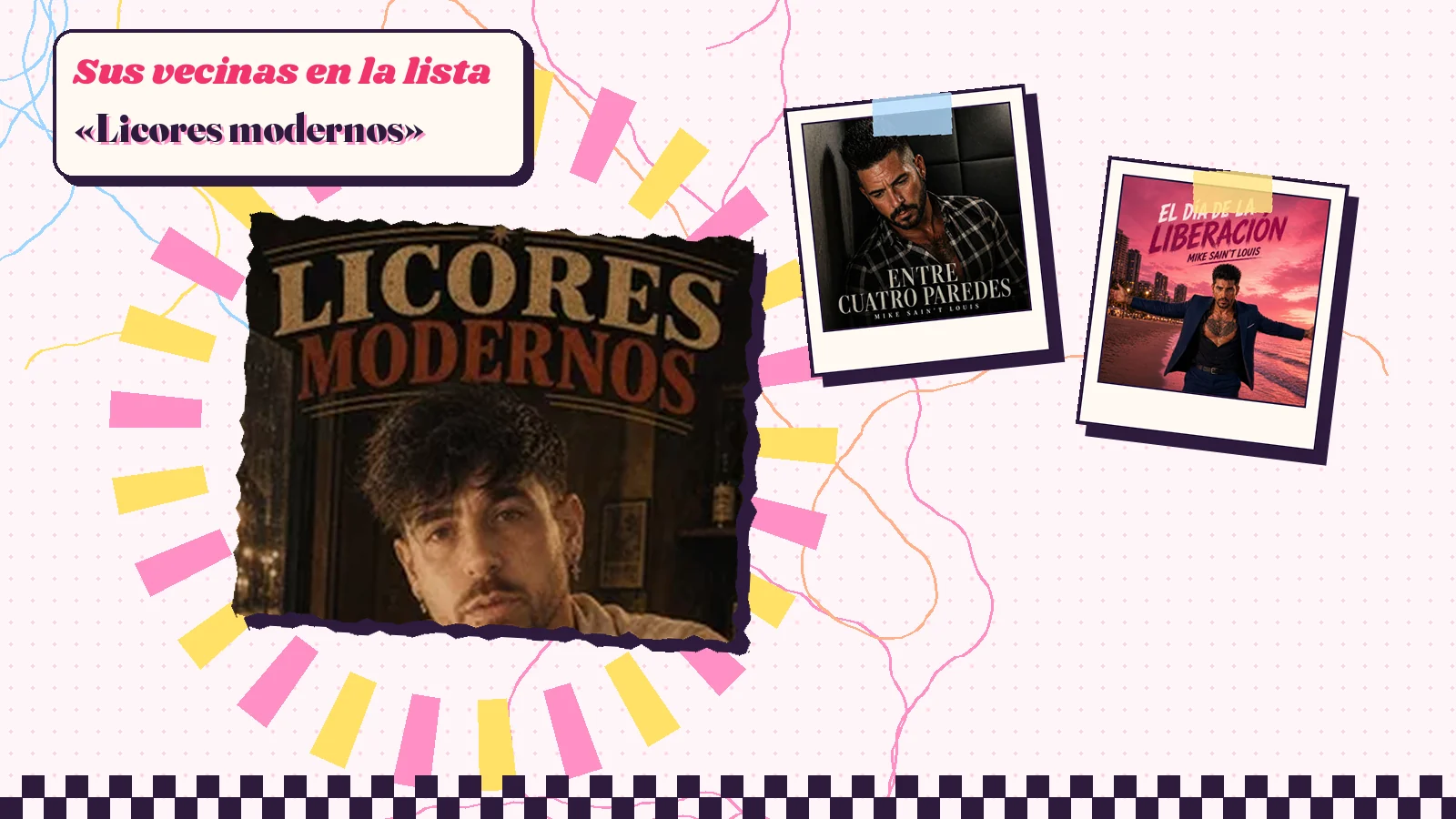 Collage con un detalle de la carátula de «Licores modernos» y las carátulas de «Entre cuatro paredes», «El día de la liberación»